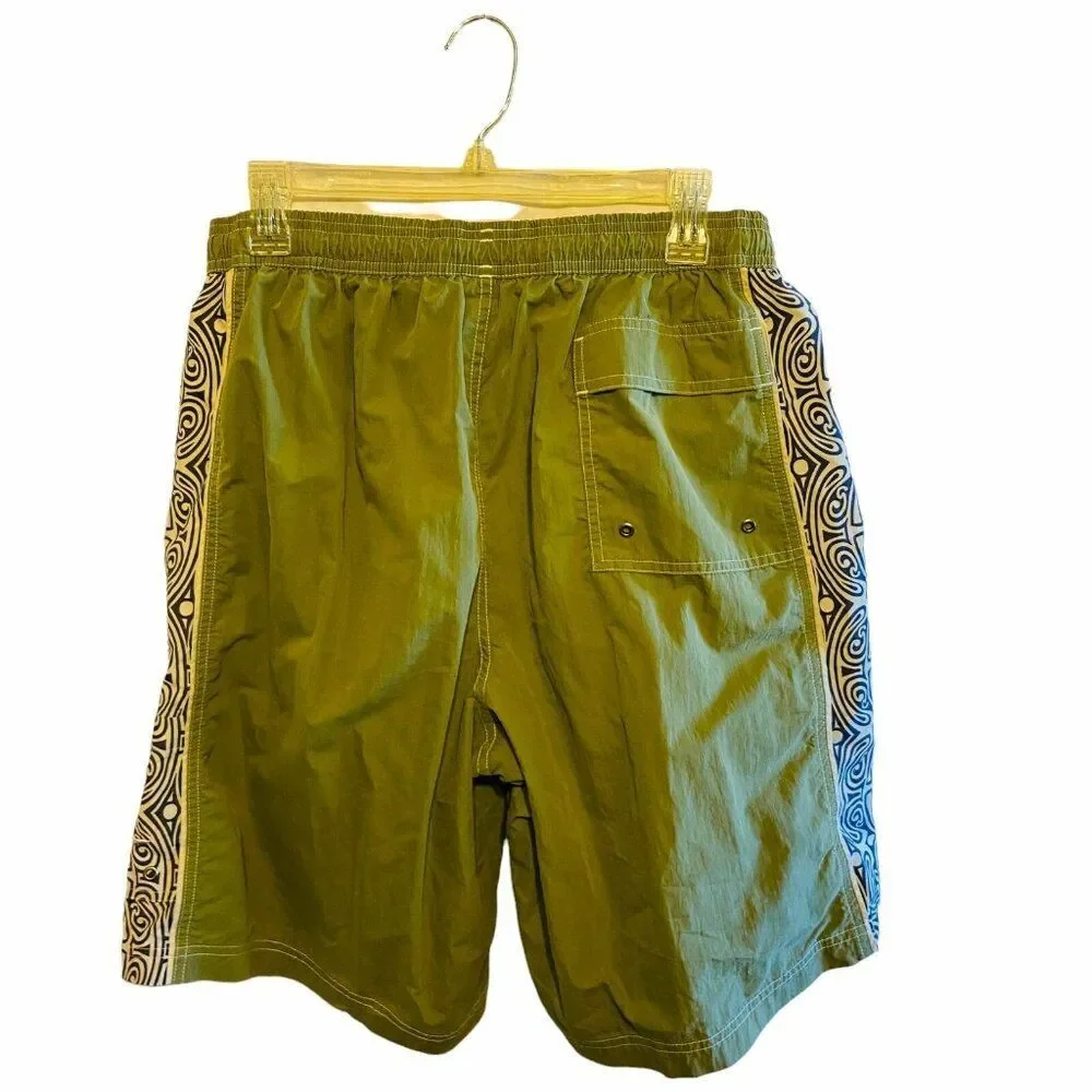 #4480 Speedo mens green swim board shorts size L